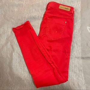 Zara Red Jeggings with Cropped Leg Detail